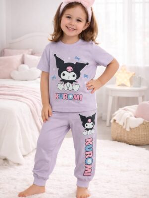 Pijama fete Kuromi mov