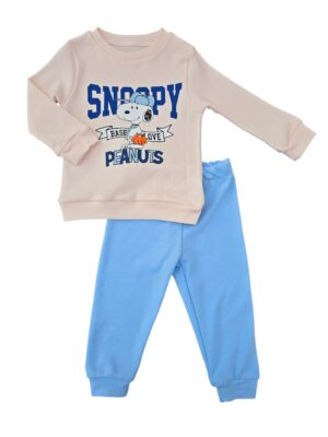 Costum băieți Snoopy crem